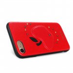 Wholesale iPhone SE (2020) / 8 / 7 Apple Design Studs Armor PU Leather Case (Red)